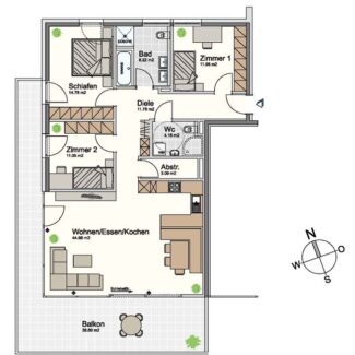 4-Zimmer-Wohnung in bester Lage in Feldkirch-Gisingen - Grundrissplan - Amann Immobilien