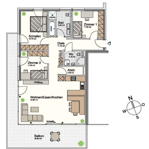 4-Zimmer-Wohnung in bester Lage in Feldkirch-Gisingen - Grundrissplan - Amann Immobilien