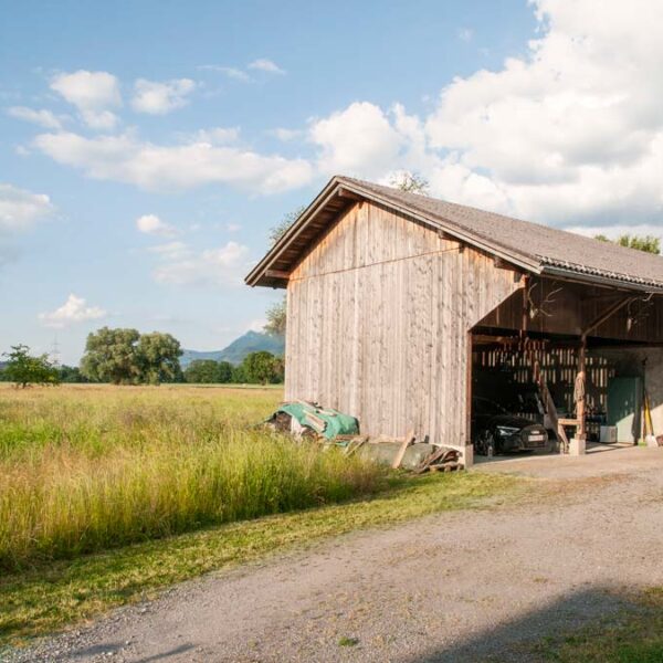 Bauernhaus mit Stall und Tenne in guter Lage im Rheintal - Meiningen - Geräteschuppen + Doppelgarage - Amann Immobilien
