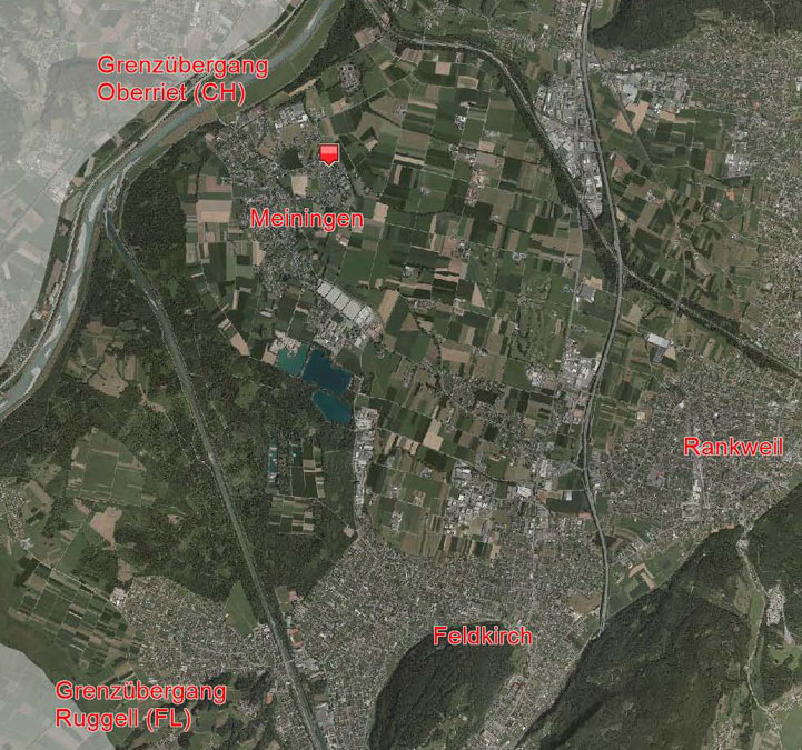 Bauernhaus mit Stall und Tenne in guter Lage im Rheintal - Meiningen - Übersichtsplan Region - Amann Immobilien