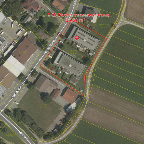 3-Zi-Dachterrassenwohnung mit 113 m2 Terrasse in Altach - Katasterplan - Amann Immobilien