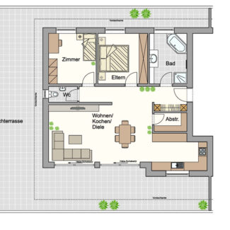 3-Zi-Dachterrassenwohnung mit 113 m2 Terrasse in Altach - Grundrissplan - Amann Immobilien