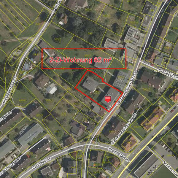 Coole 2-Zi-Wohnung Feldkirch-Stadt - Katasterplan - Amann Immobilien