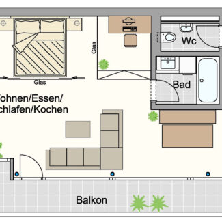 2-Zimmer-Wohnung in Feldkirch - Liechtensteinerstrasse - Grundrissplan - Amann Immobilien