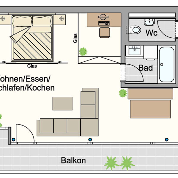 2-Zimmer-Wohnung in Feldkirch - Liechtensteinerstrasse - Grundrissplan - Amann Immobilien