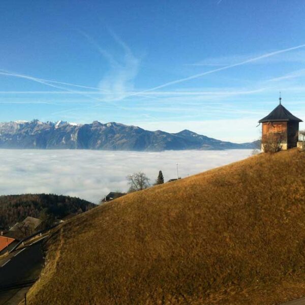 Gasthof/Pension - einzigartige Lage mit herrlichem Panoramablick - Viktorsberg - Schweizer Berge im Hintergrund - Amann Immobilien