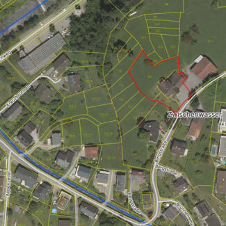 3 Einfamilienhausgrundstücke mit traumhafter Aussicht! - Zwischenwasser - Katasterplan - Amann Immobilien