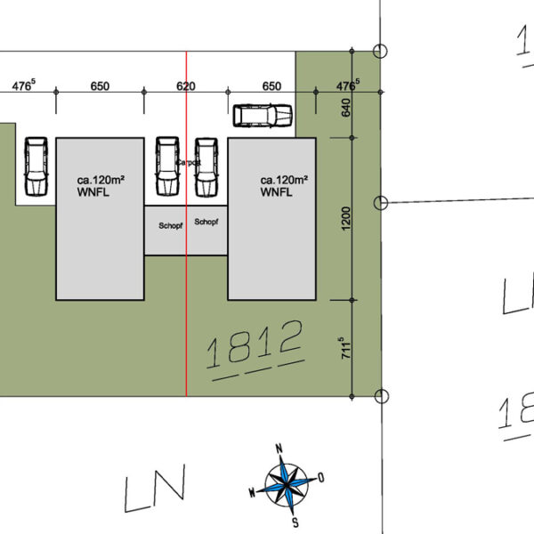 Ruhig gelegenes Grundstück in Weiler - Bebauungsstudie - Amann Immobilien