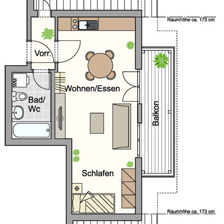 1-Zimmer-Appartement in Sulz - Ideal zum Vermieten - Grundrissplan - Amann Immobilien