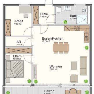 Moderne 3-Zimmer-Wohnung in Weiler - Grundrissplan - Amann Immobilien