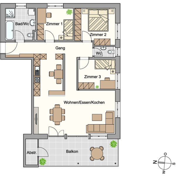 Großzügige und sehr gepflegte 4-Zimmer-Wohnung in Rankweil - Grundrissplan - Amann Immobilien