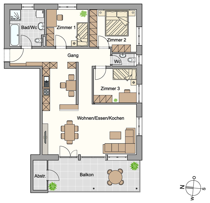 Großzügige und sehr gepflegte 4-Zimmer-Wohnung in Rankweil - Grundrissplan - Amann Immobilien