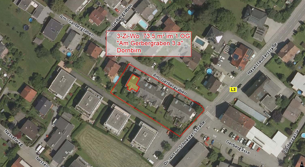 Attraktive 3-Zimmer-Wohnung in guter Lage - Dornbirn - Katasterplan - Amann Immobilien