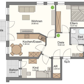 Attraktive 3-Zimmer-Wohnung in guter Lage - Dornbirn - Grundrissplan - Amann Immobilien