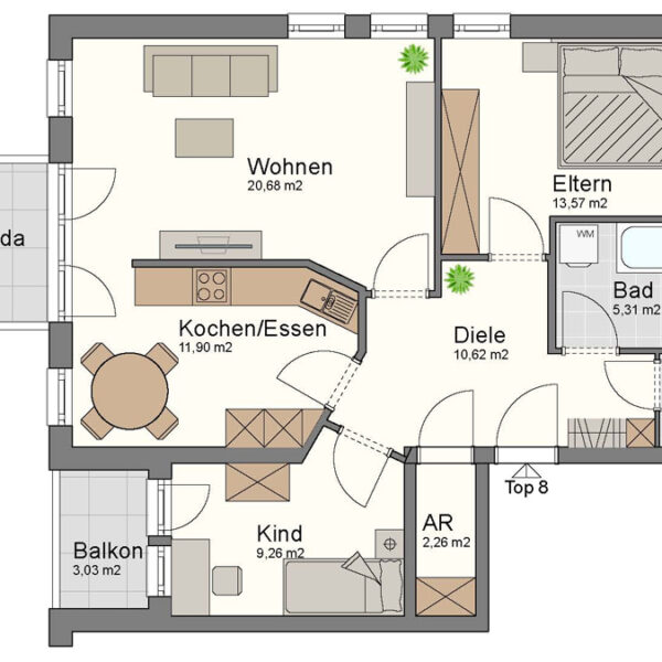 Attraktive 3-Zimmer-Wohnung in guter Lage - Dornbirn - Grundrissplan - Amann Immobilien