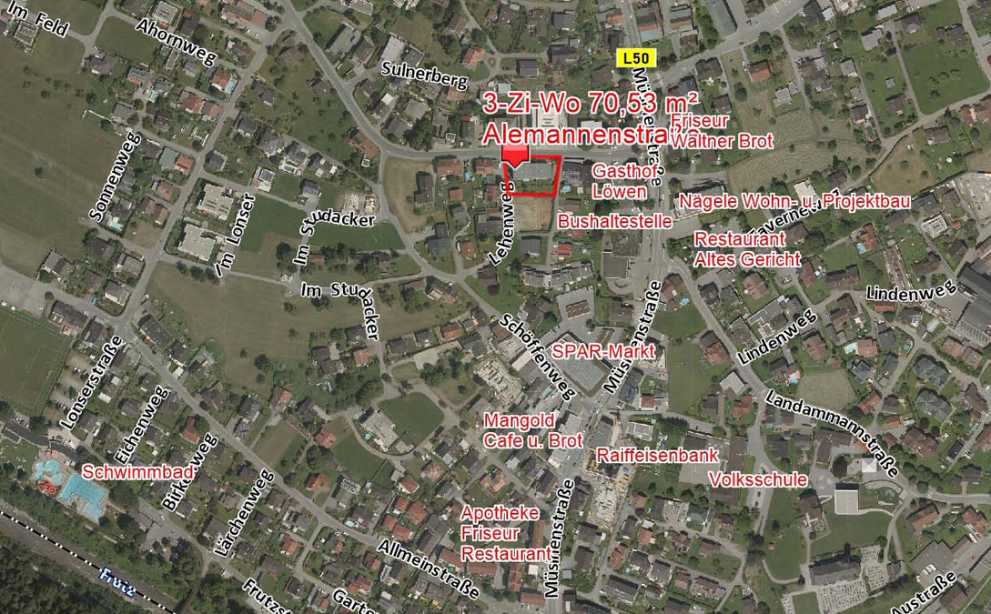 Attraktive 3-Zimmer-Wohnung in guter Lage - Sulz - Übersichtsplan - Amann Immobilien