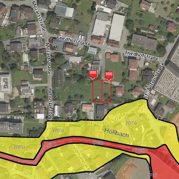 2 Grundstücke in ruhiger und zentrumsnaher Lage - Gefahrenzonenplan - Hohenems - Amann Immobilien