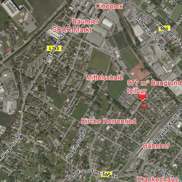 Grundstück in Hohenems mit 977 m2 - beliebig teilbar - Übersichtsplan - Amann Immobilien