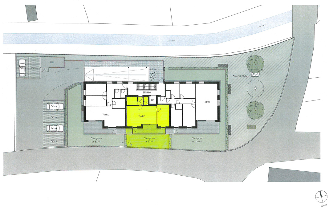 Attraktive 2-Zi-Gartenwohnung in Weiler - EG-Lageplan - Amann Immobilien