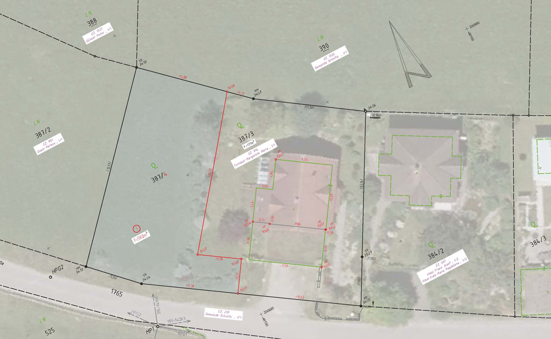 Baugrund mit super Aussicht in Schnifis - Teilungsvorschlag mit Luftbild - Amann Immobilien