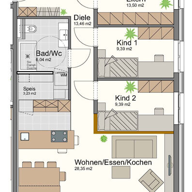 Stadtnahe 4-Zimmerwohnung in Feldkirch - Grundrissplan - Amann Immobilien