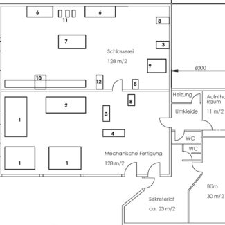 Werkstätte/Produktionsflächen zu vermieten - Grundriss Halle - Amann Immobilien
