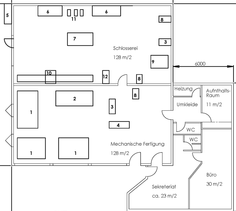 Werkstätte/Produktionsflächen zu vermieten - Grundriss Halle - Amann Immobilien