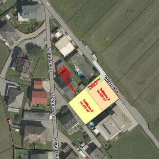 Baugründe in Bürs - Teilungsvorschlag mit Luftbild 1 - Amann Immobilien