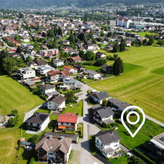 Grundstück in Bürs - Blick Richtung Ortskern - Amann Immobilien