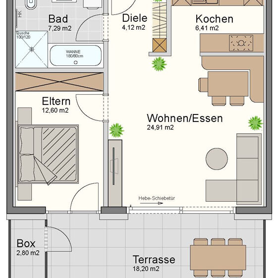 Neuwertige 2-Zimmer-Wohnung in Sulz - Grundrissplan - Amann Immobilien