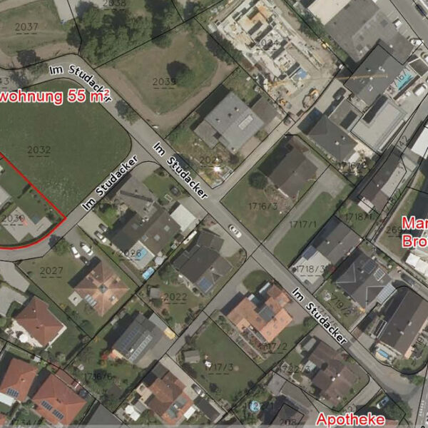 Neuwertige 2-Zimmer-Wohnung in Sulz - Katasterplan - Amann Immobilien