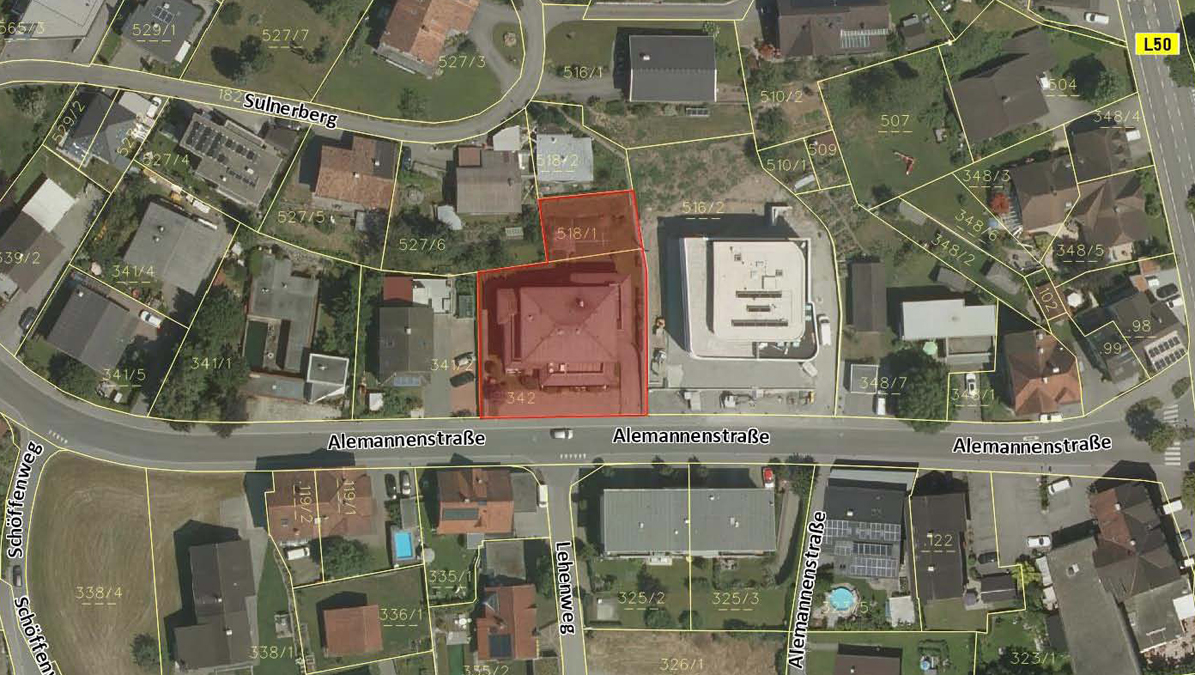 4-Zimmer-Wohnung mit 106 m2 in Sulz - Katasterplan - Amann Immobilien