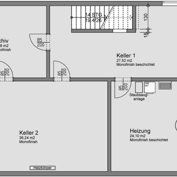 Modernes Wohnen und Arbeiten in einem Haus - Weiler - Grundrissplan Untergeschoss - Amann Immobilien