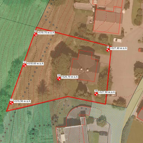 Villa Schönblick in Götzis - Katasterplan mit Höhenangaben - Amann Immobilien