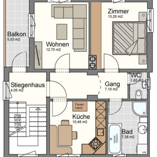 Wohn- und Geschäftshaus in Feldkirch-Altenstadt - 2-Zimmer-Wohnung im OG - Amann Immobilien