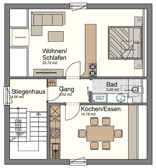 Wohn- und Geschäftshaus in Feldkirch-Altenstadt - 2-Zimmer-Wohnung im DG - Amann Immobilien