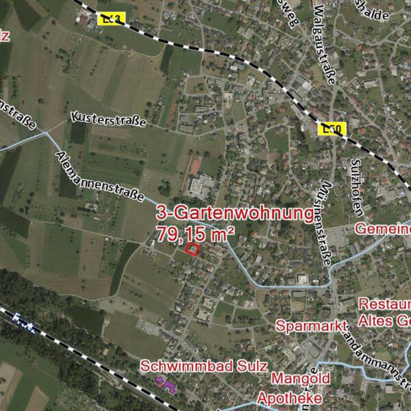 Attraktive 3-Zimmer-Gartenwohnung in ruhiger Lage - Sulz - Übersichtsplan - Amann Immobilien