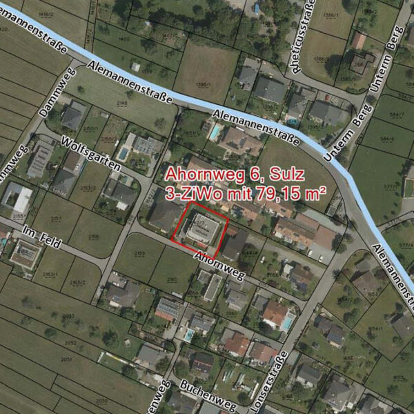 3-Zi-Gartenwohnung in ruhiger Lage - Sulz - Katasterplan - Amann Immobilien