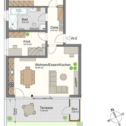 Attraktive 3-Zimmer-Gartenwohnung in ruhiger Lage - Sulz - Grundrissplan - Amann Immobilien