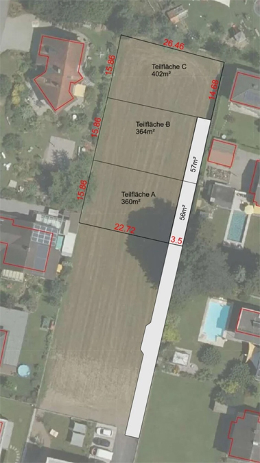 Baugrund in variablen Größen in Feldkirch-Altenstadt - Teilungsvariante mit 3 Grundstücken - Amann Immobilien