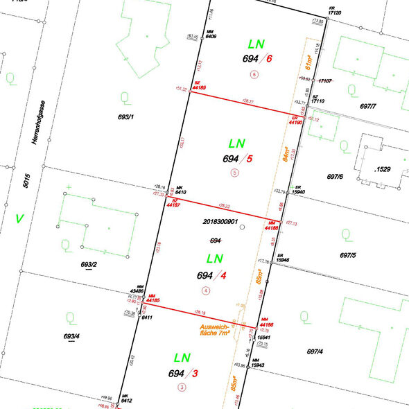 Baugrund in variablen Größen in Feldkirch-Altenstadt - Lageplan bemaßt - Amann Immobilien