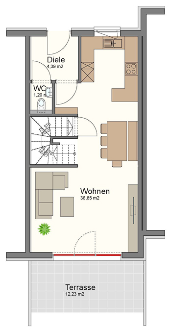 Reihenhaus in Feldkirch in ruhiger Lage am Waldrand - Grundrissplan EG - Amann Immobilien