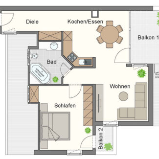 Attraktive 2-Zimmer-Dachgeschosswohnung - Götzis - Grundriss - Amann Immobilien