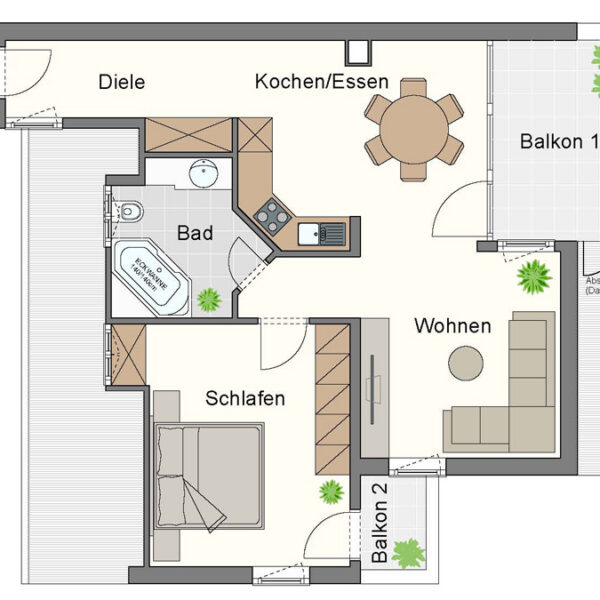 Attraktive 2-Zimmer-Dachgeschosswohnung - Götzis - Grundriss - Amann Immobilien