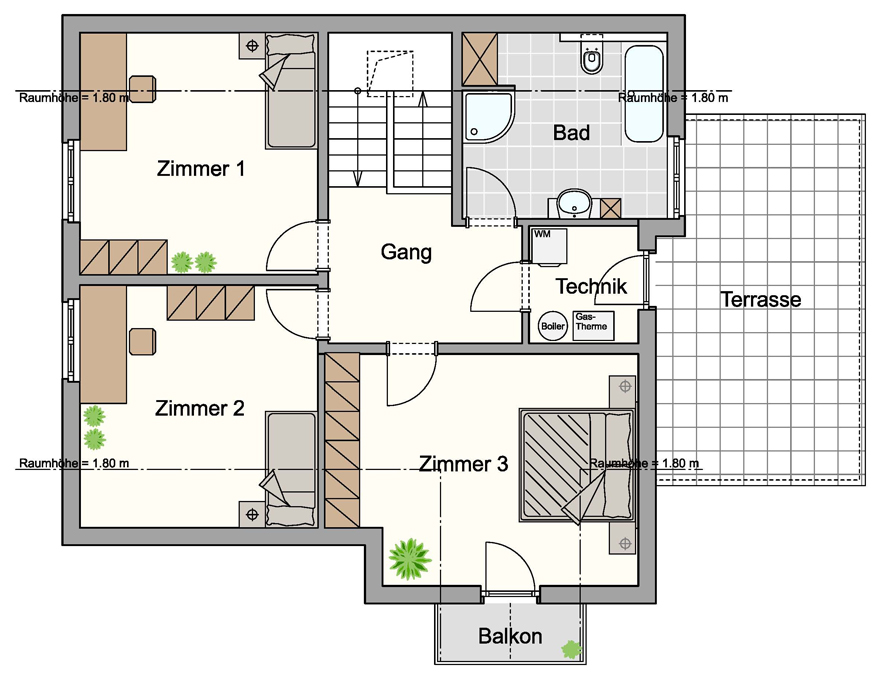 Einfamilienhaus in zentraler Lage in Hohenems - Grundrissplan Obergeschoss - Amann Immobilien