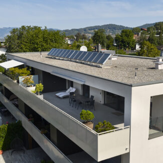 Exklusive Dachgeschosswohnung mit Panoramablick - Terrasse mit Panoramablick - Sulz - Amann Immobilien