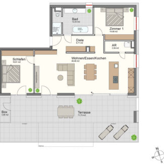 Exklusive Dachgeschosswohnung mit Panoramablick - Grundrissplan - Sulz - Amann Immobilien