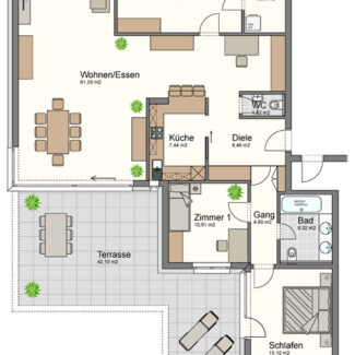 Stadtnahe Dachgeschosswohnung - Feldkirch - Grundrissplan - Amann Immobilien